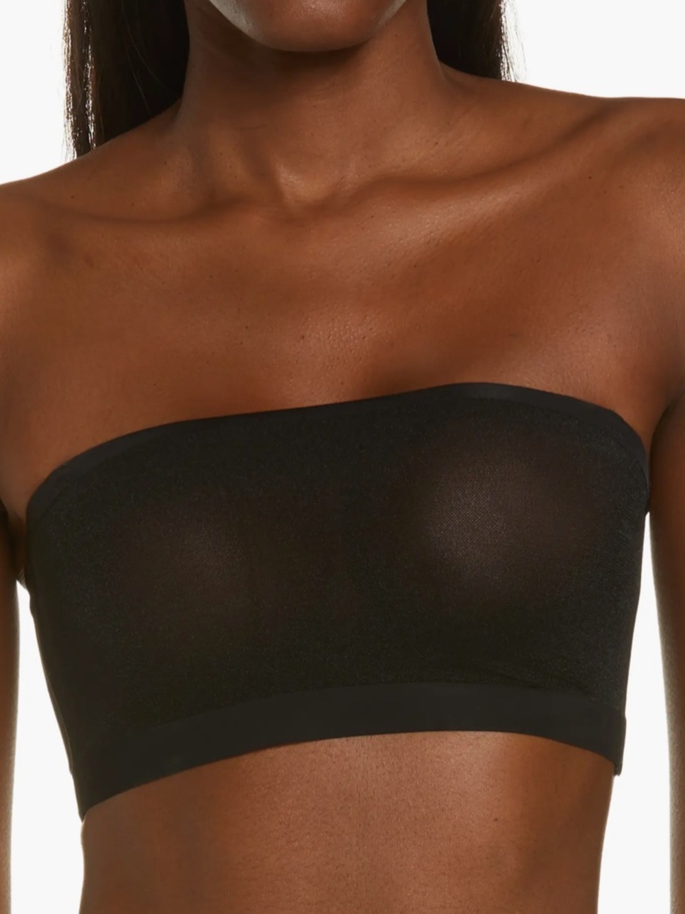 SKIMS Sheer Sculpt Bandeau Neutral In Onyx Black Bralette